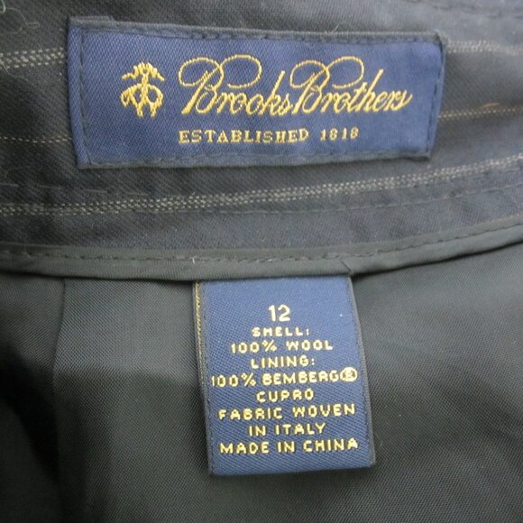 Brooks Brothers Womens 12 Black Striped 100% Wool Skirt Lined Back Pleats M - Picture 3 of 8